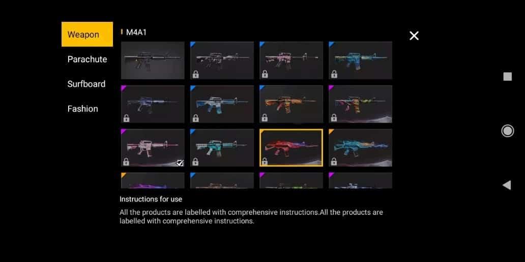 elegir skins armas free fire